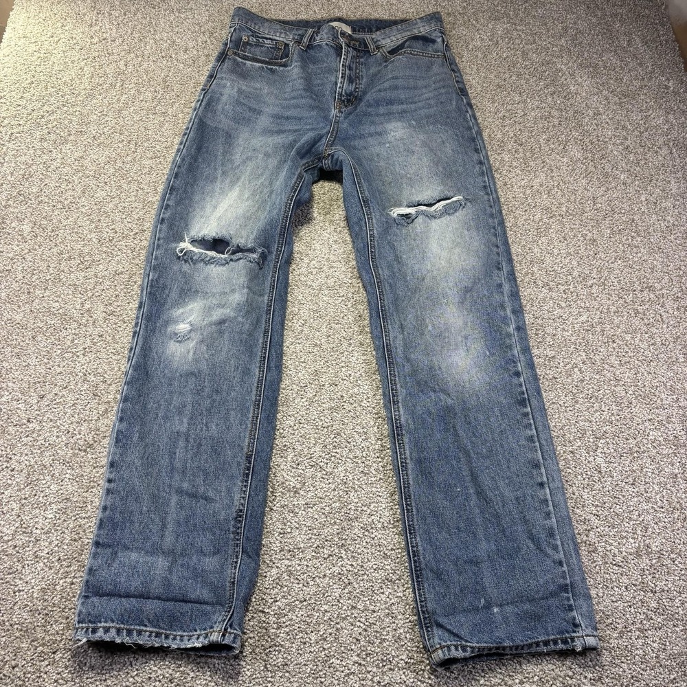 BDG Loose Straight Jeans Womens 28 Blue Medium Wash Relaxed Denim Distressed